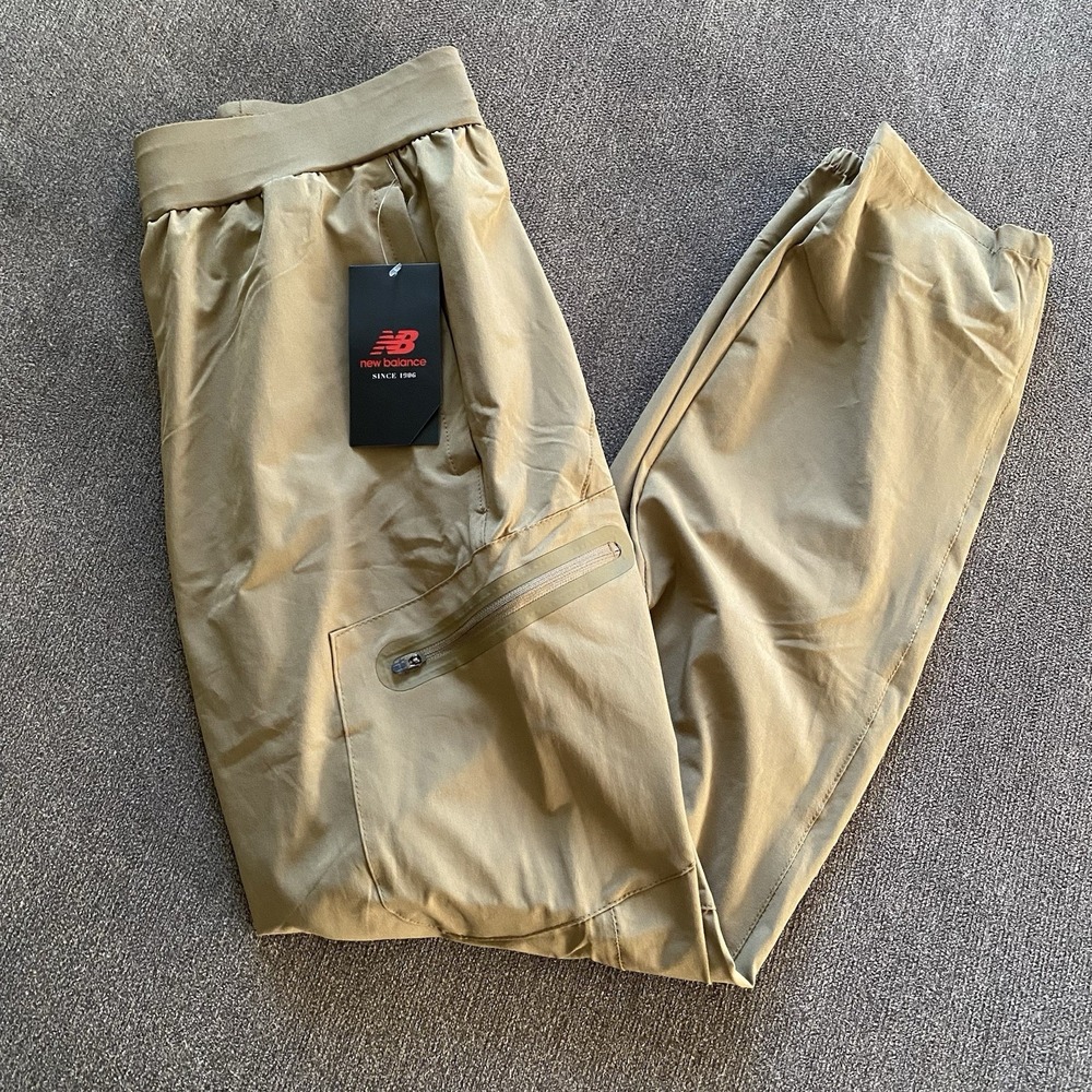 New Balance All Motion Lightweight Joggers Running Beige Zip Pants Men's Small